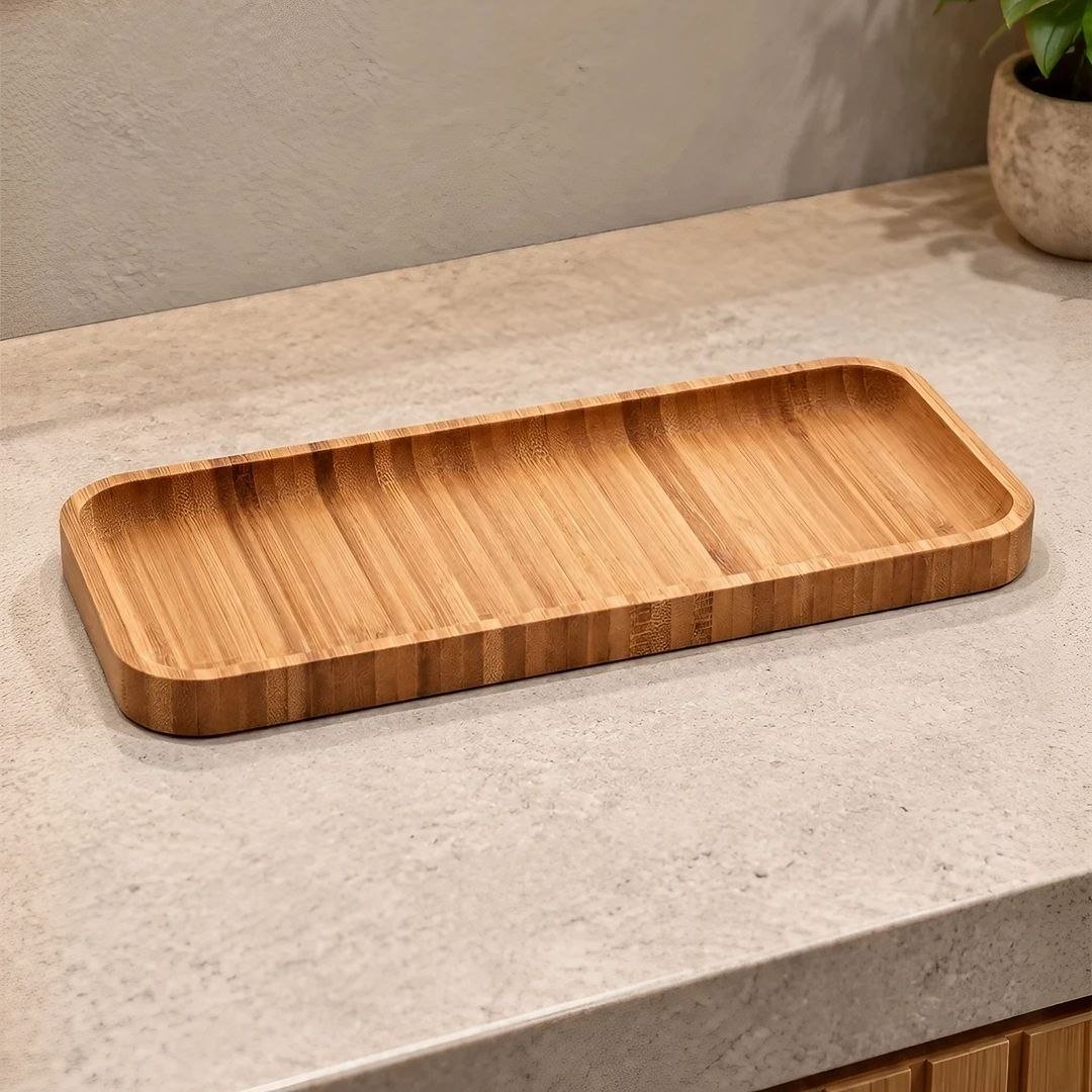 LYOR - Bandeja de Bambu Hire Marrom Natural 28cm
