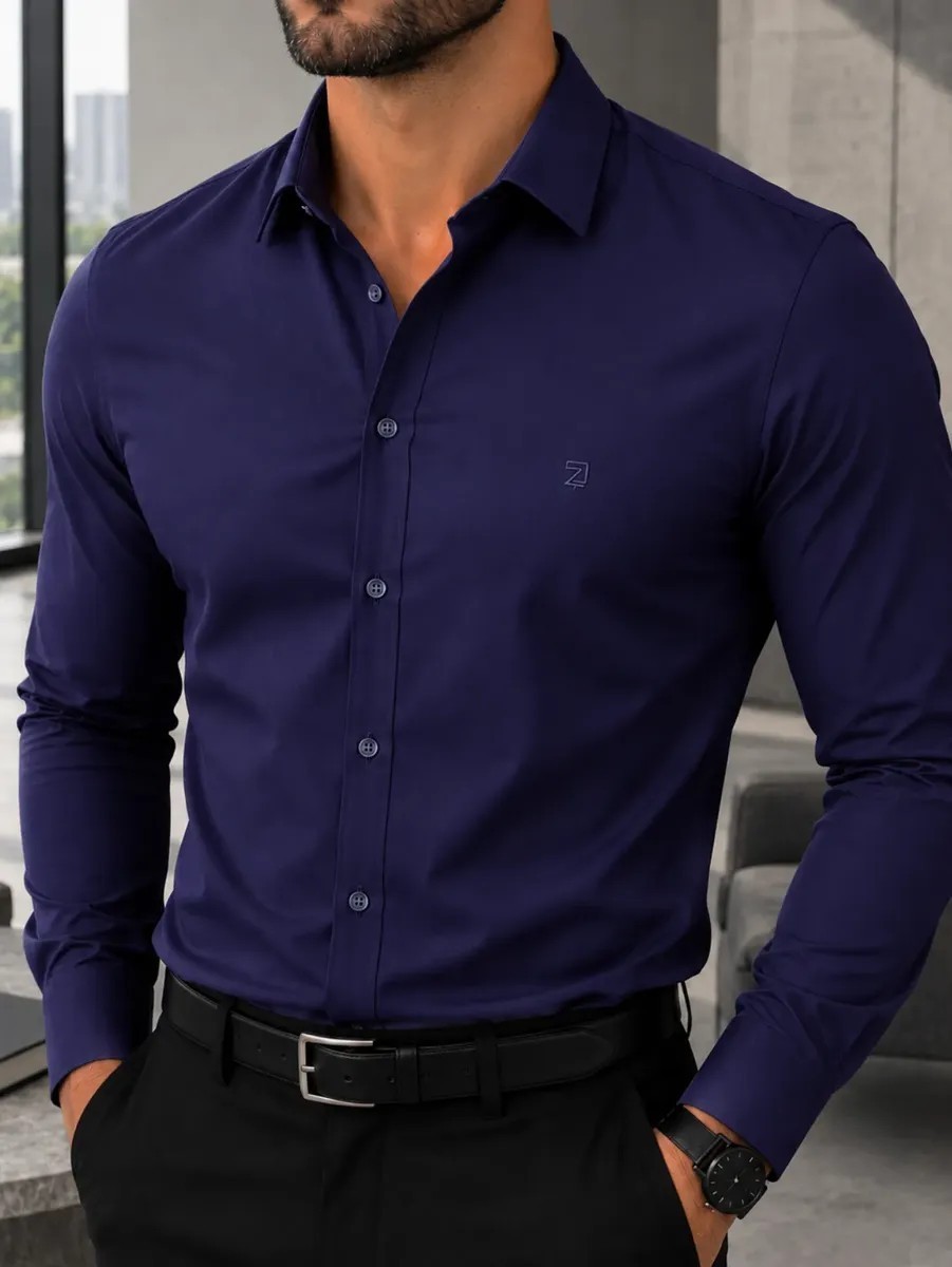 Camisa Social Masculina Manga Longa (P ao GG)